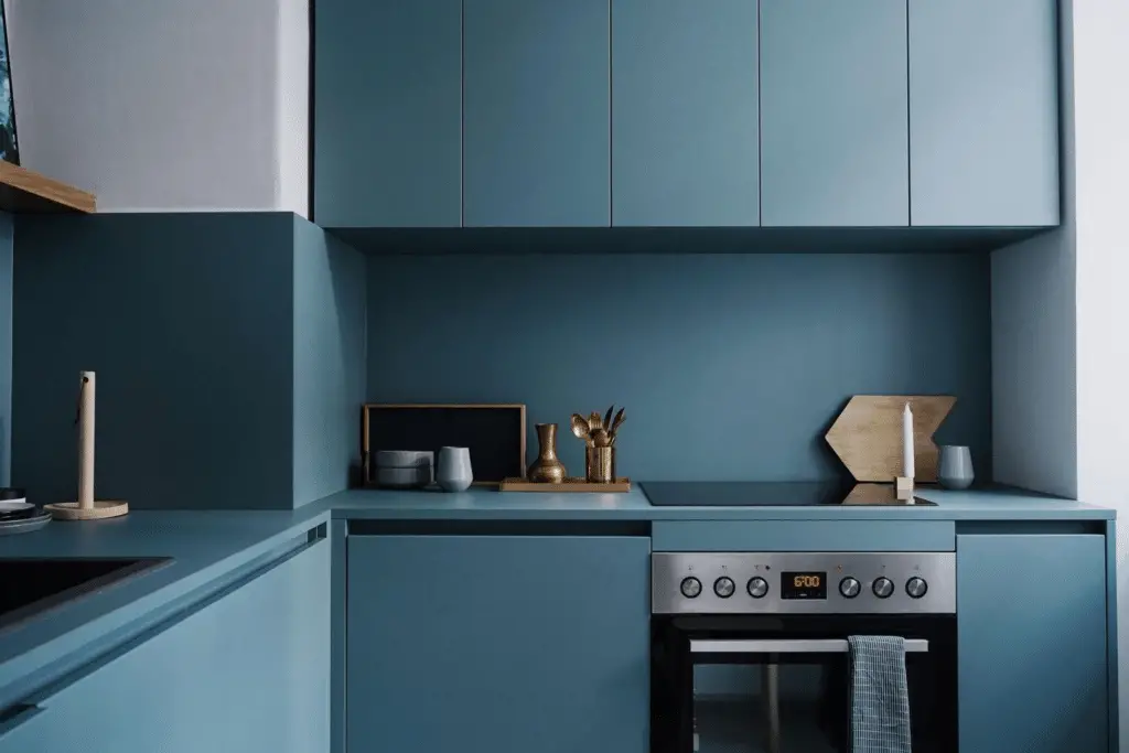 Choosing calm blue wall colors for a small kitchen