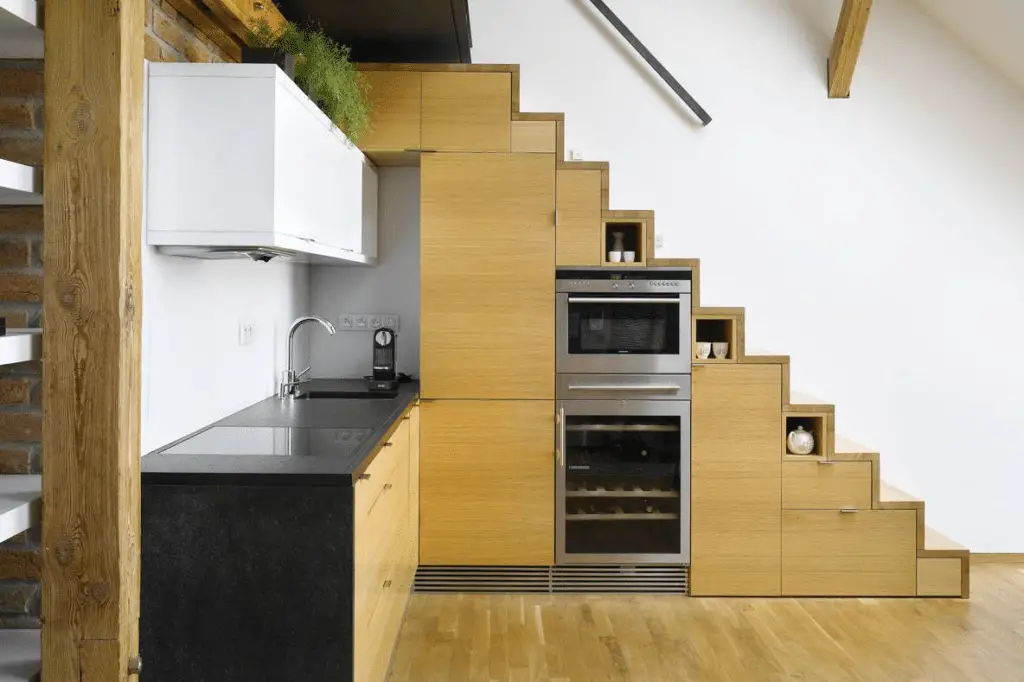 Scandinavian kitchen under the stairs ideas