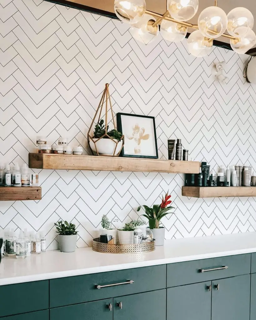 Try space-enhancing wallpaper to make small kitchen look bigger