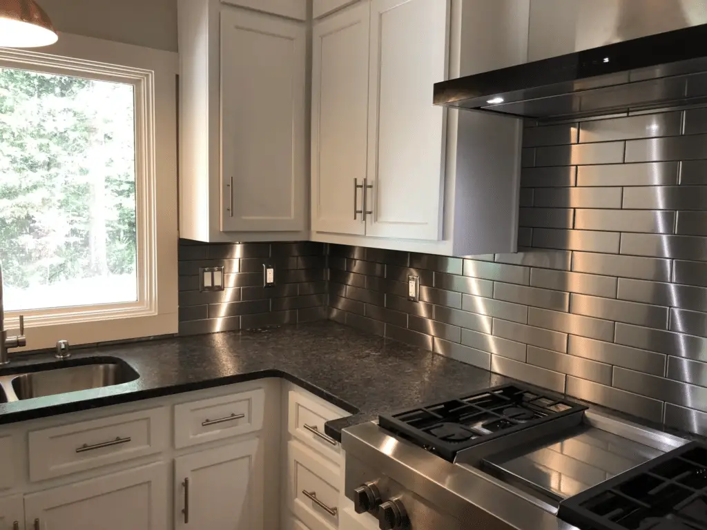 Stainless steel kitchen backsplash