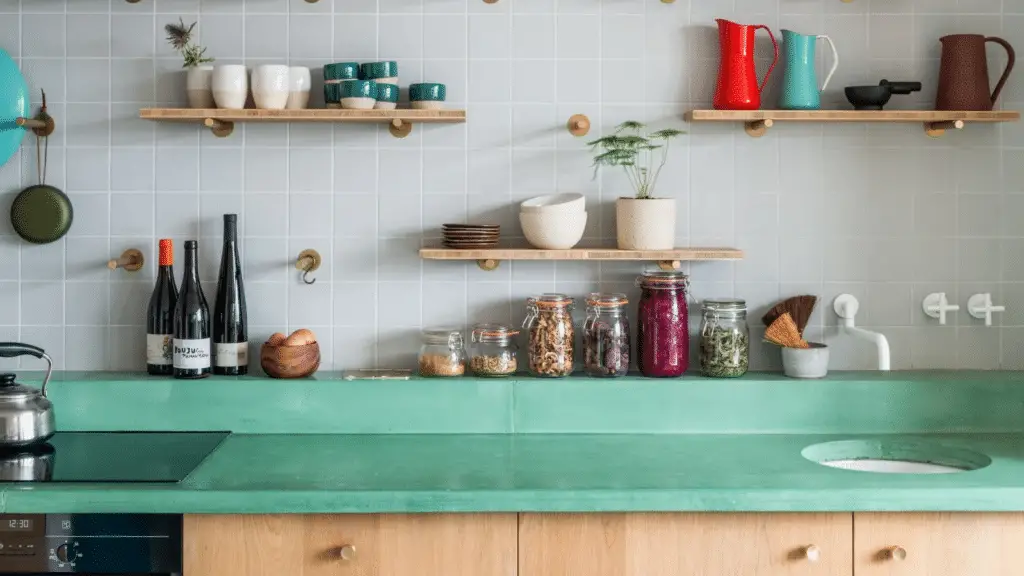 Add a pot of tree to make a small kitchen look bigger