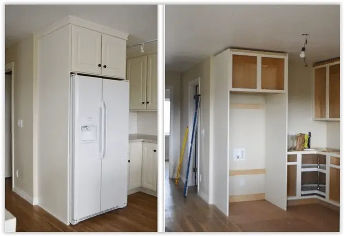 No space for fridge in kitchen - Build your cabinets around your fridge and make it an extra wall