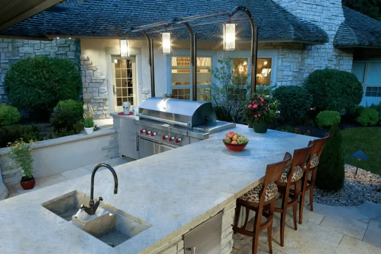 Lighting and Ambiance in L-Shaped Outdoor Kitchens