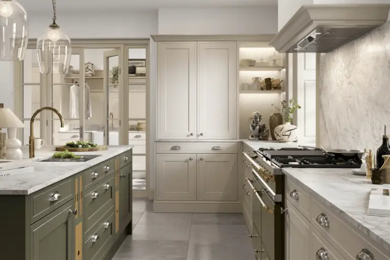 Shining Light on Kitchen Design: Illuminating Taupe Cabinets and Dark Granite